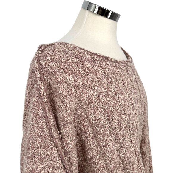 Free People Good Day Cropped Sweater Mauve Boucle Knit Size Small - Picture 4 of 13